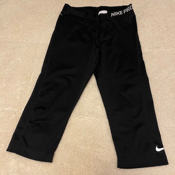 Nike Pro WOMENS Black Athletic Compression‎ Pants Size L - Picture 1 of 7